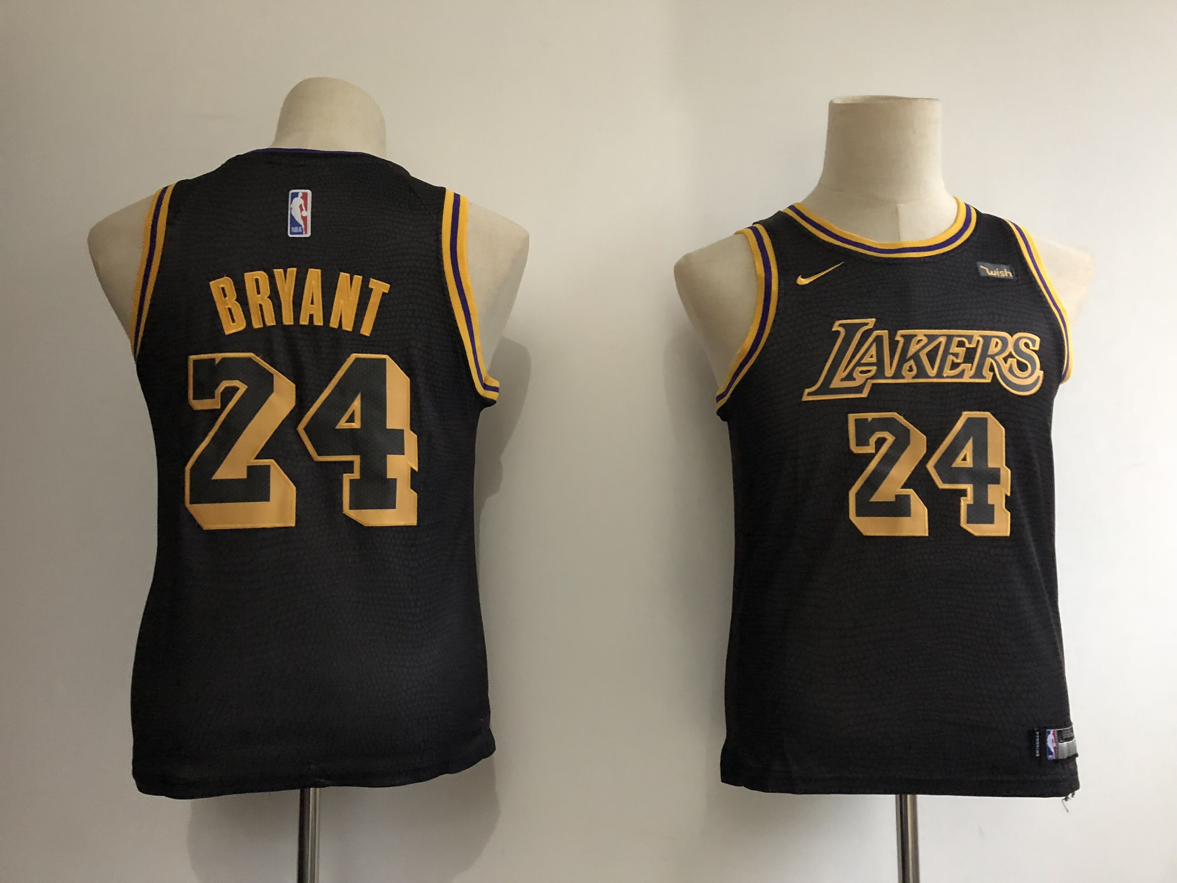2020 Youth Los Angeles Lakers 24 Bryant black city edition game Nike NBA jersey